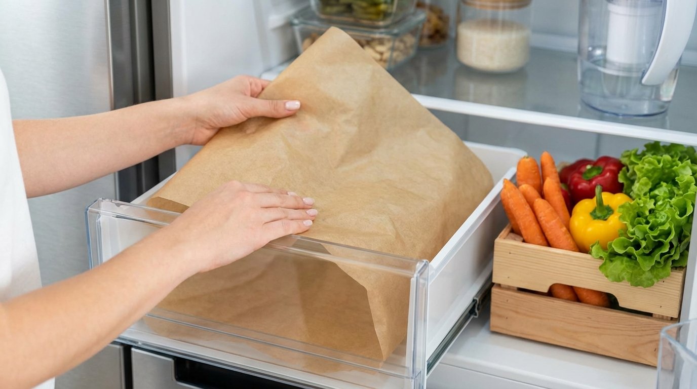 entdecken Sie, wie Backpapier im Kühlschrank die Haltbarkeit von Gemüse verlängert und Feuchtigkeit effektiv bekämpft
