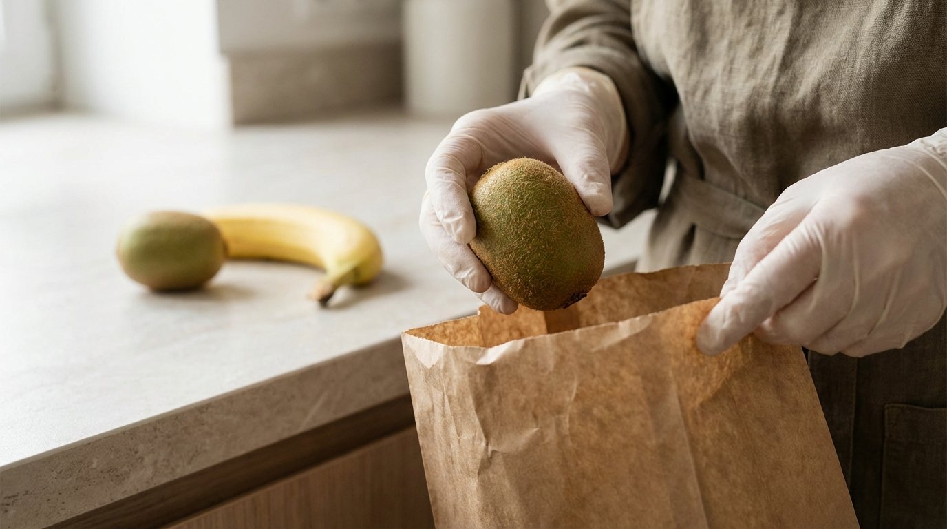 erfahren Sie, wie eine harte Kiwi in nur 24 Stunden mit einer Papiertüte weich und genussreif wird - ein einfacher Reifeungstrick