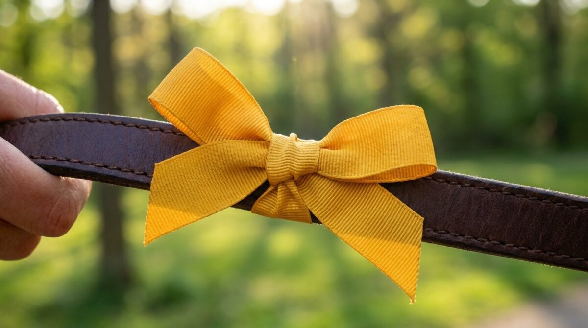 erkennen Sie die Bedeutung des gelben Bands an Hundeleinen: ein wichtiges Zeichen für Abstand, Angst oder Schmerz, das respektvoll behandelt werden sollte