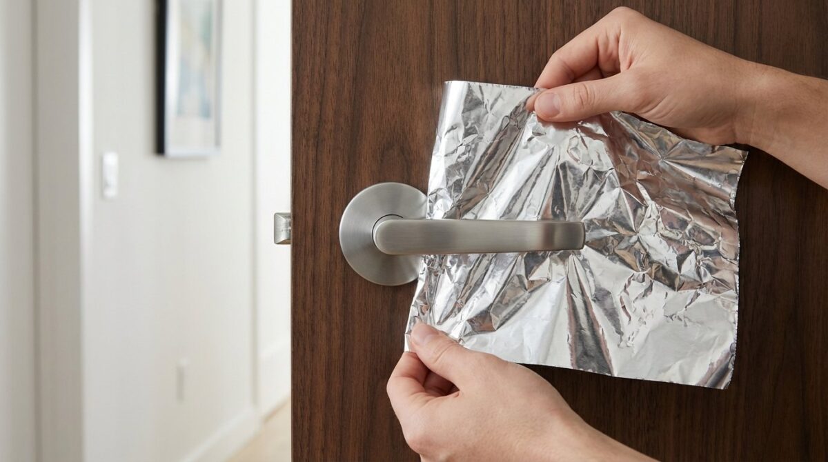 entdecken Sie den genialen Aluminiumfolie-Trick für Ihre Türklinke: ein kostengünstiger Sicherheitstrick, der potenzielle Einbrecher abschreckt und Ihr Zuhause schützt