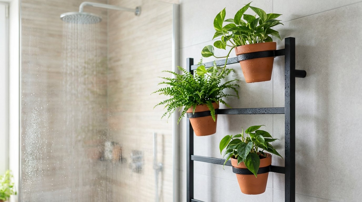 entdecken Sie, wie ein alter Handtuchhalter Ihre Zimmerpflanzen rettet und Ihr Badezimmer in eine grüne Oase mit idealem Mikroklima verwandelt