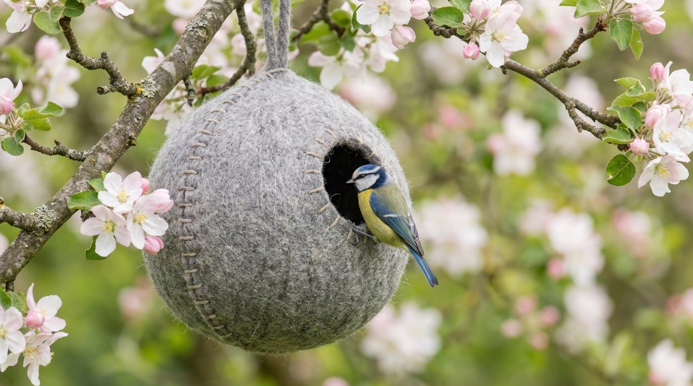 entdecken sie wie sie vögel mit einem praktischen nistkasten aus gefilzter wolle anlocken und ihrem garten ein naturnahes vogelhaus schenken