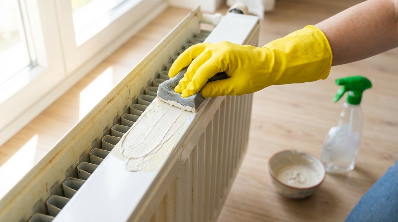 entdecken Sie, wie Sie vergilbte Heizkörper mit einer selbstgemachten Paste wieder strahlend weiß machen, ohne sie neu zu streichen
