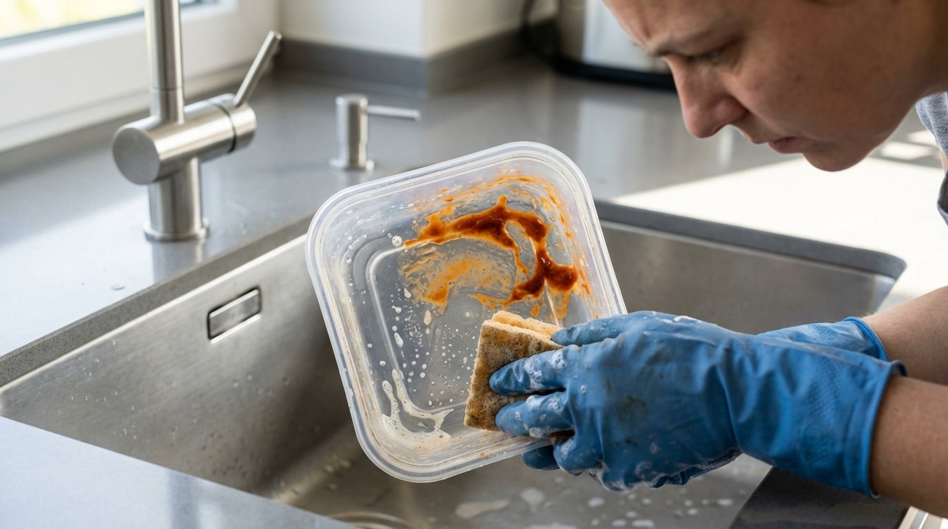 entdecken Sie, warum Ihre Plastikboxen orange verfärbt bleiben und wie Sie diesen hartnäckigen Fleck endlich entfernen können