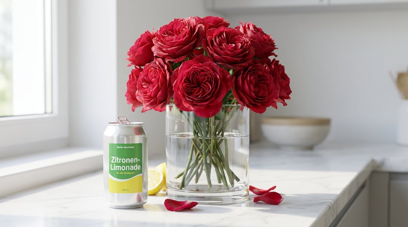 entdecken Sie das geheime Hausmittel aus der Küche, um Rosen in der Vase länger frisch zu halten und ihre Haltbarkeit um eine Woche zu verlängern