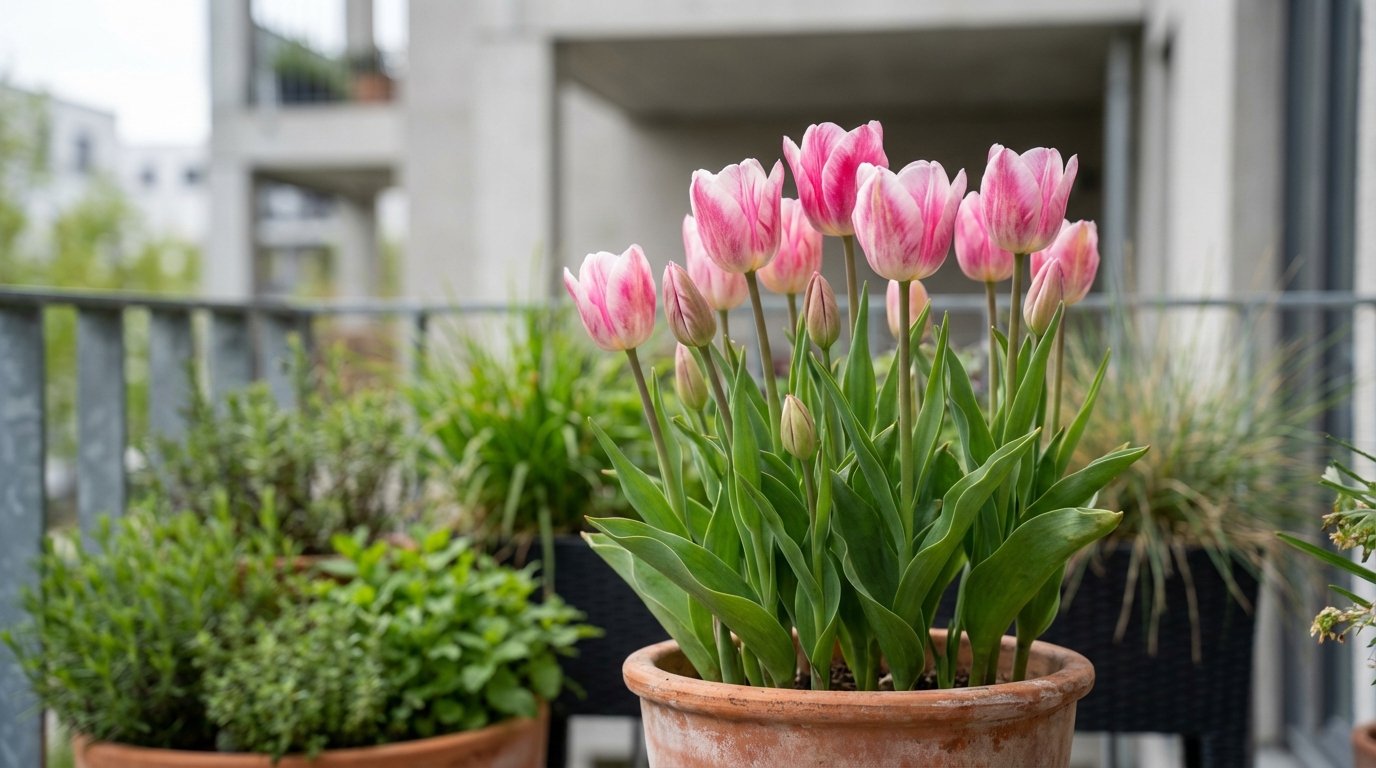 entdecken Sie, wie eine einzelne Tulpenzwiebel in einen wunderschönen Mini-Blumenstrauß verwandelt wird – 17 mehrblütige Sorten ideal für kleine Gärten
