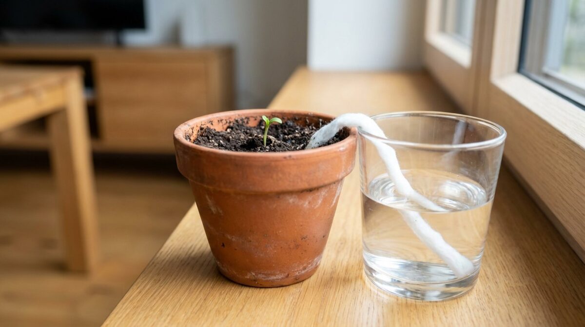 entdecken Sie, wie ein einfacher Baumwollfaden Ihre Sämlinge automatisch bewässert und tagelang feucht hält – die perfekte Lösung für Anfänger