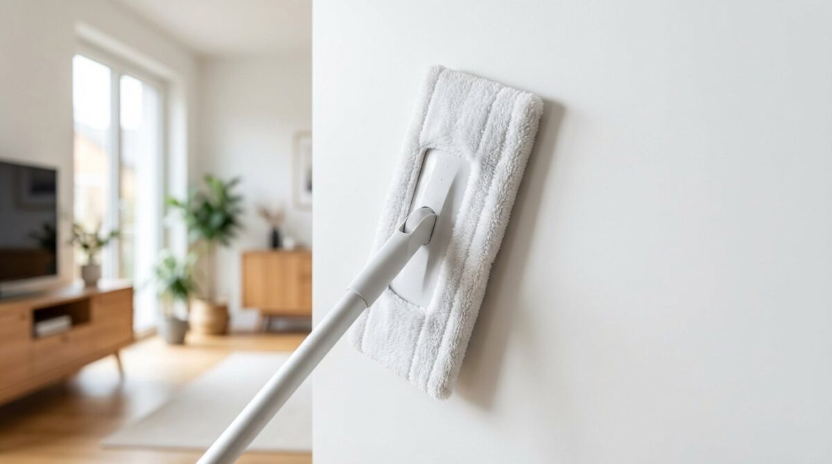 entdecken Sie das einfache Haushaltsprodukt zur mühelosen Reinigung von Wänden und Decken ohne Leiter und Anstrengung