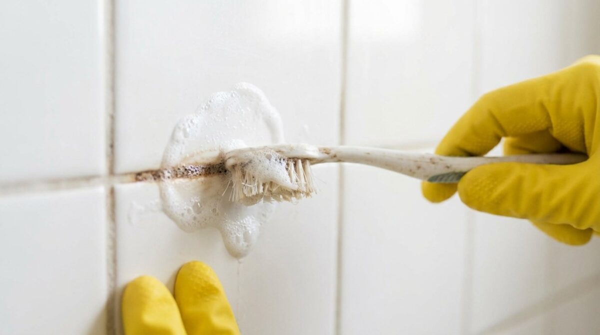 entdecken Sie, wie ein alltägliches Produkt verfärbte Fliesenfugen effektiv bleicht und Ihr Badezimmer strahlend sauber macht