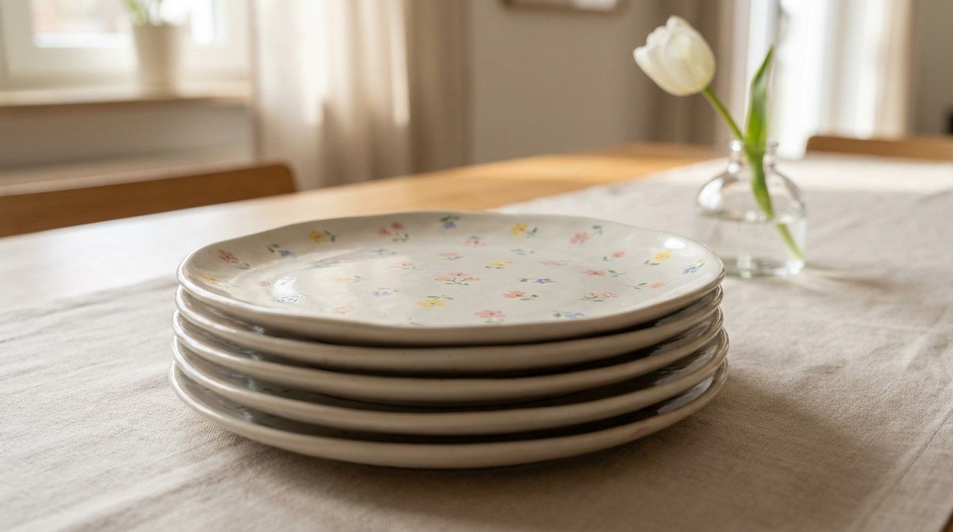 entdecken Sie stilvolle Frühlingsteller von Action für nur 2€, die wie teure Designer-Geschirr wirken und Ihr Abendessen elegant aufwerten