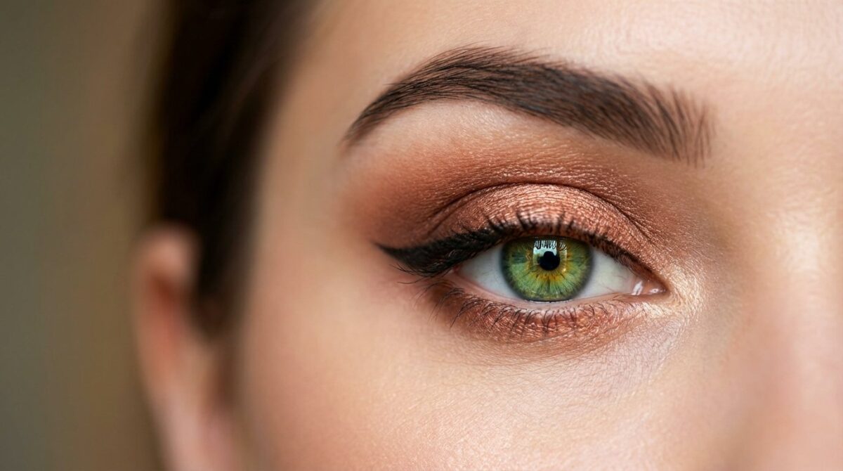 entdecken Sie die perfekten Lidschatten-Farben für grüne Augen, von Violett bis zu kontrastreichen Nuancen, die Ihren Blick unvergesslich machen