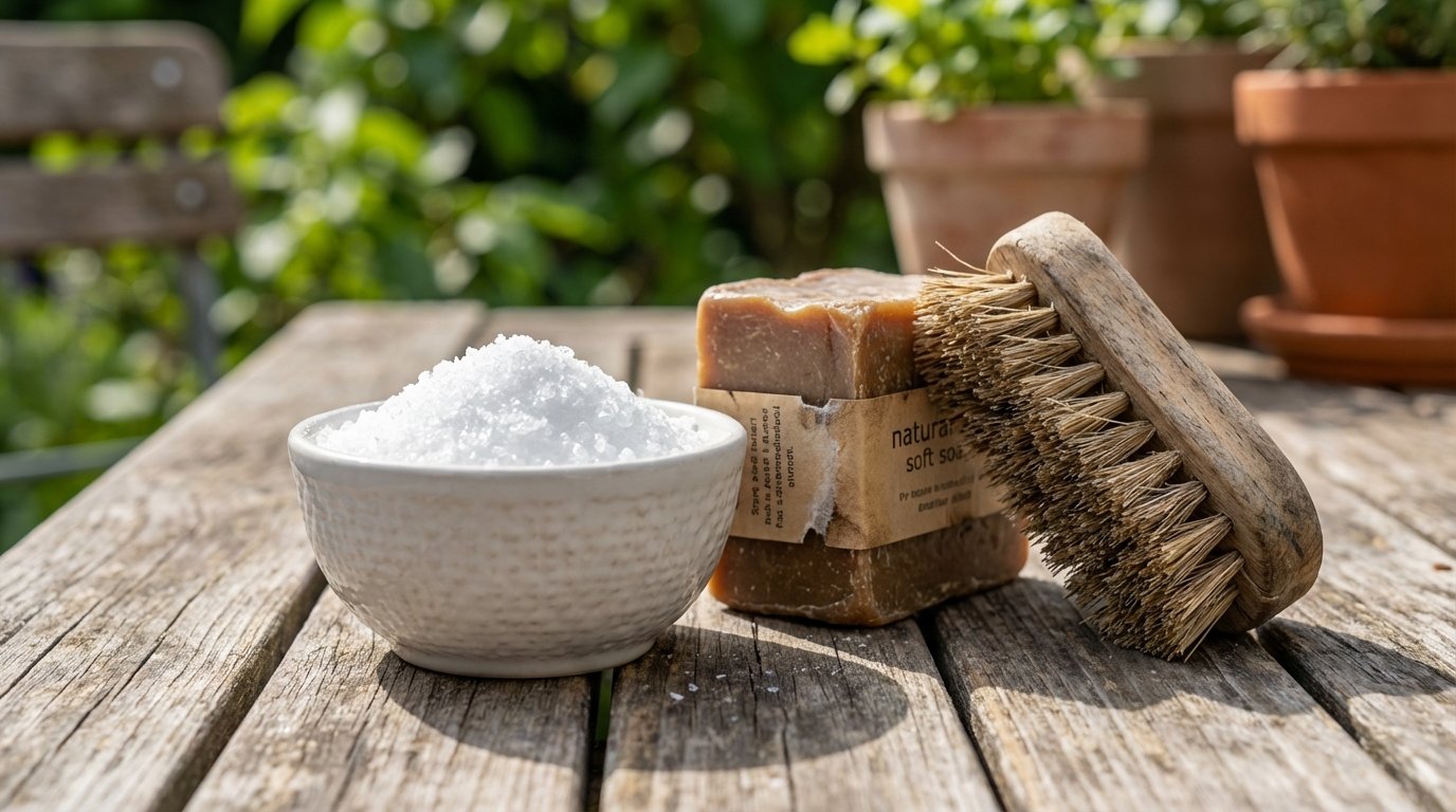 entdecken Sie die effektivste Methode zur dauerhaften Entfernung von Moos und Algen auf Ihrer Terrasse mit einfachen Hausmitteln statt Hochdruckreiniger