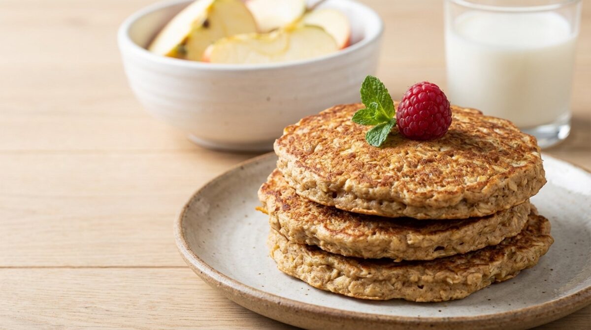 entdecken Sie das einfache Geheimnis dieser sättigenden Apfel-Pfannkuchen, die Sie mit weniger als 1,50 € pro Portion bis zum Mittagessen satt halten