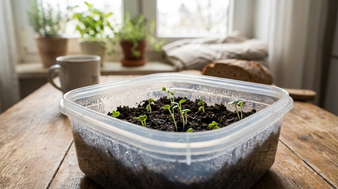 entdecken Sie, wie Sie einen blühenden Sommergarten ganz einfach auf dem Küchentisch vorziehen und recycelte Behälter nutzen, um erfolgreich Gemüse anzubauen