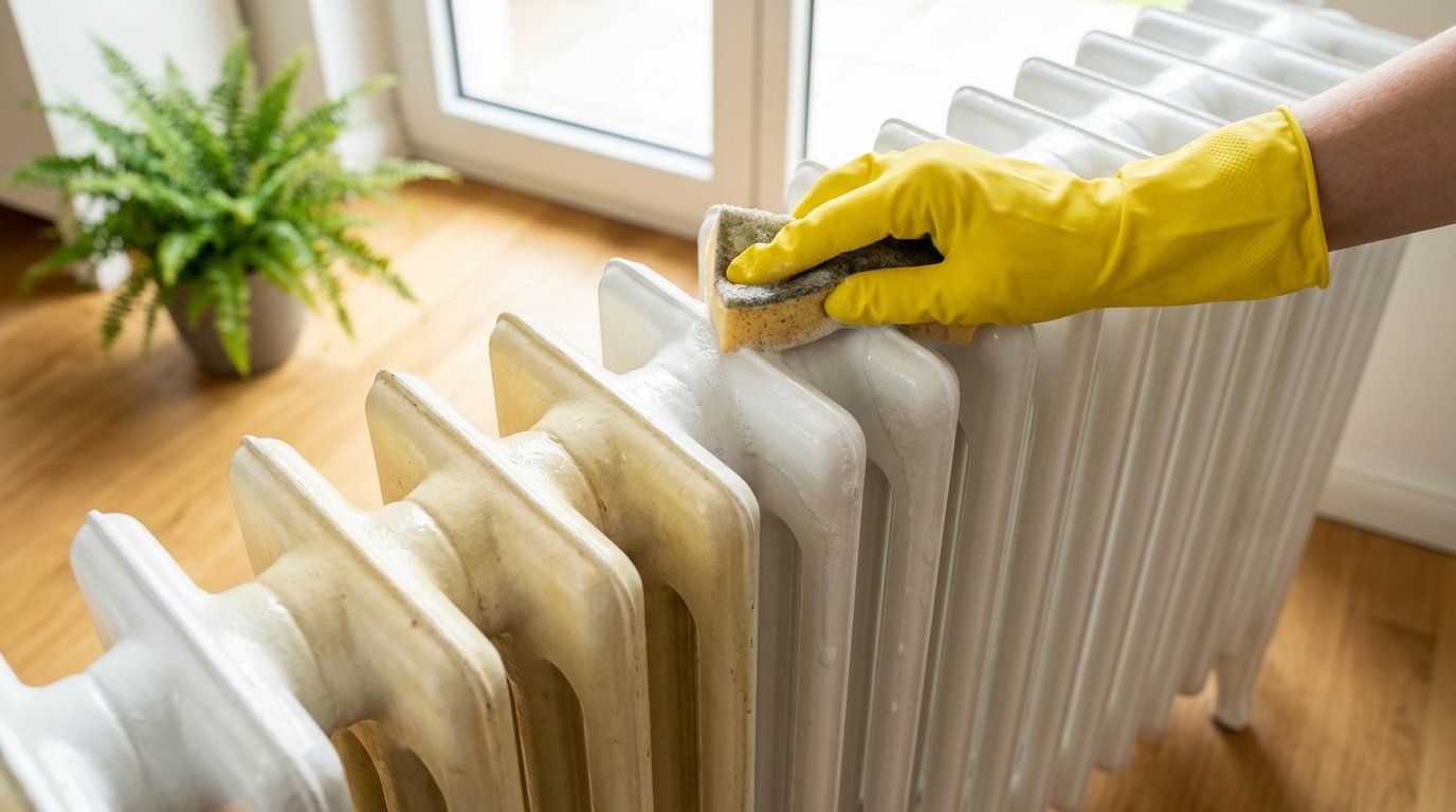 entdecken Sie den einfachen Haushaltstrick, um vergilbte Heizkörper wieder weiß zu machen, ohne teuren Anstrich und in weniger als einer Stunde
