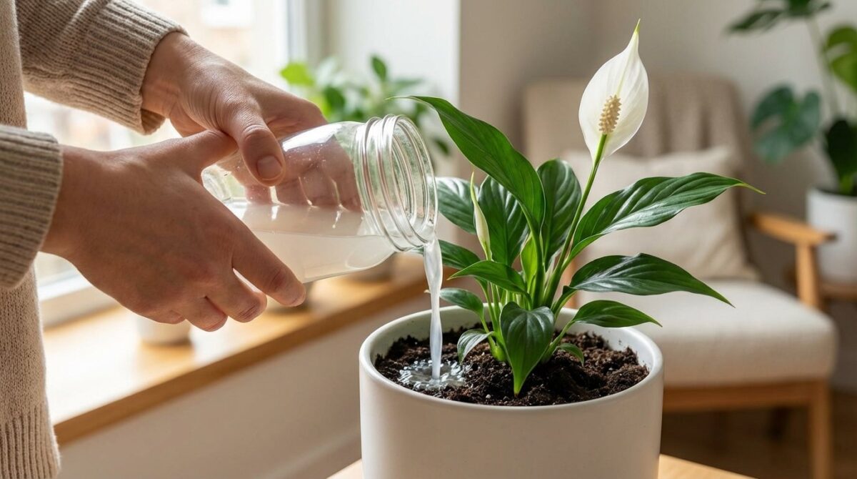 entdecken sie das einfache küchengeheimnis: wie reiswasser ihre friedenslilie zu üppiger blüte in drei monaten verhilft