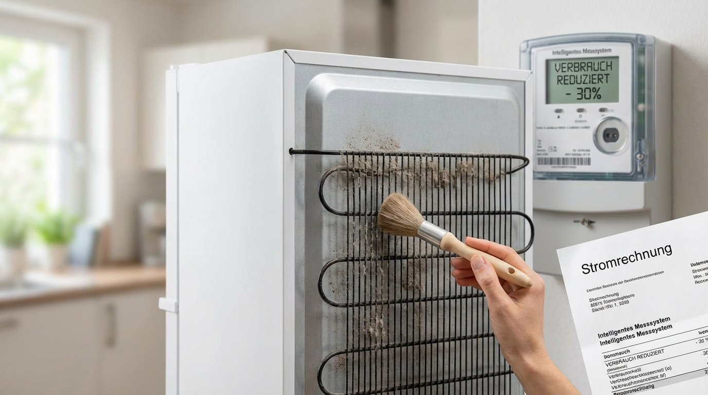 entdecken Sie die einfache Reinigung an der Kühlschrankrückseite, um Ihre Stromrechnung um 30 Prozent zu senken und Energie zu sparen