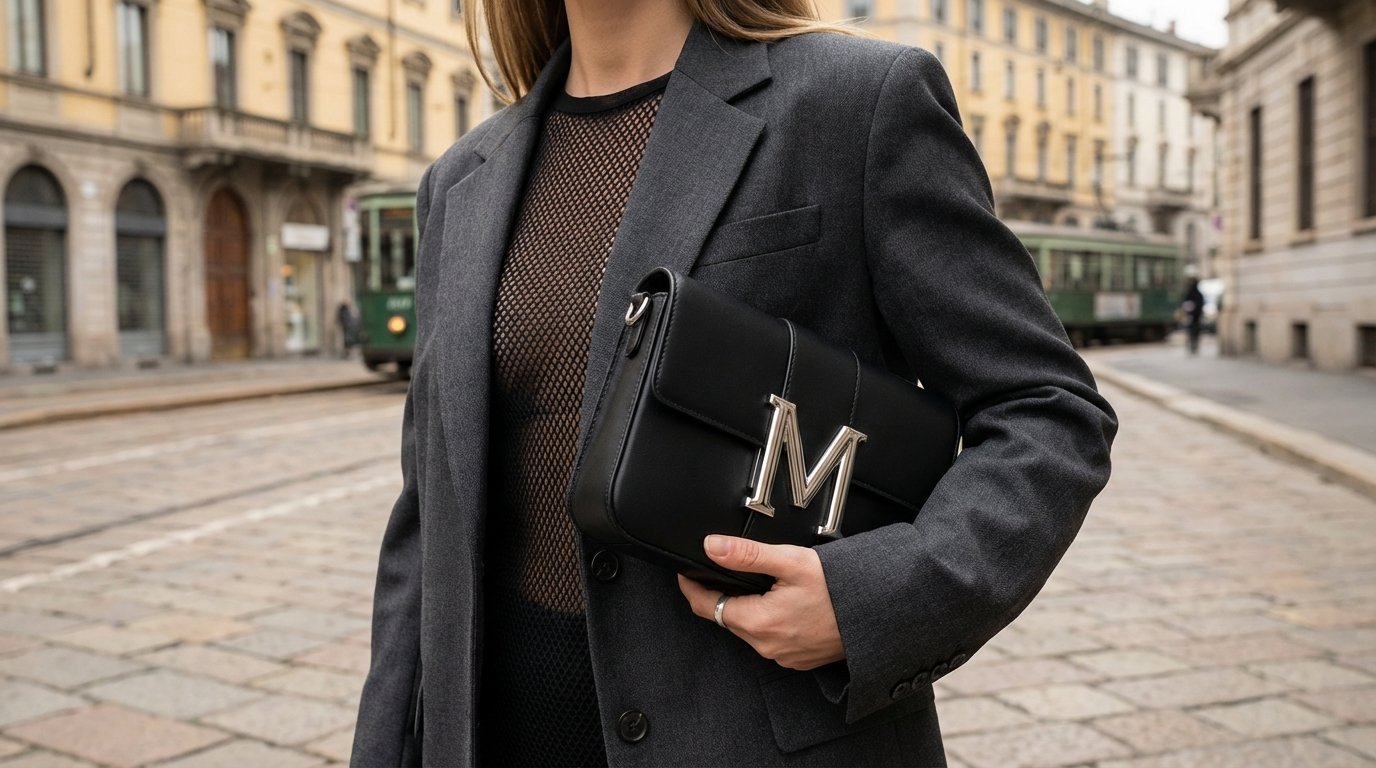 entdecken Sie die Trends der Mailänder Modewoche Herbst-Winter 2026-2027 mit Netzstoff, großen Logos und floralen Mustern für stilvolle Winterlooks