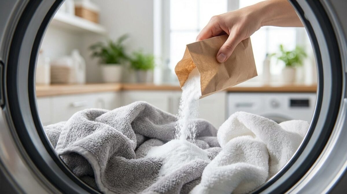 erfahren Sie, wie ein günstiges weißes Pulver raue Handtücher wieder weich und saugfähig macht und warum Weichspüler oft das Problem ist