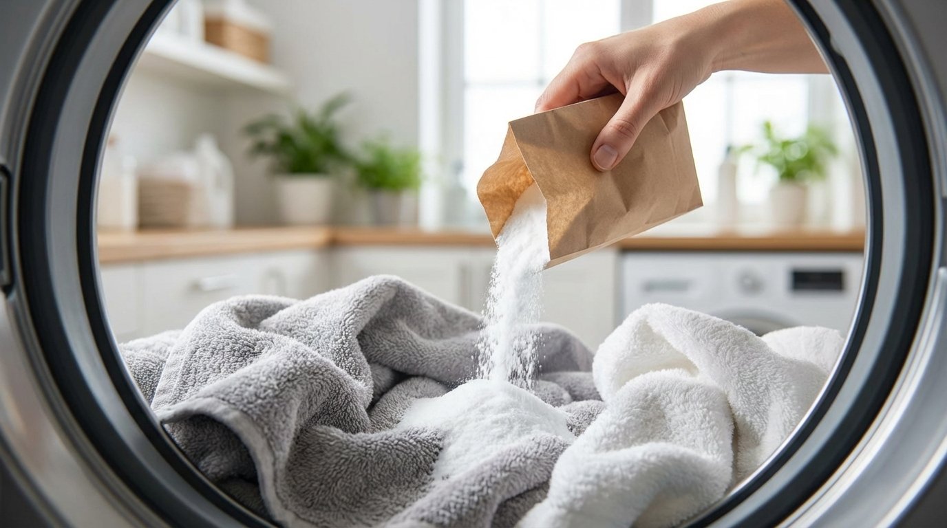 erfahren Sie, wie ein günstiges weißes Pulver raue Handtücher wieder weich und saugfähig macht und warum Weichspüler oft das Problem ist