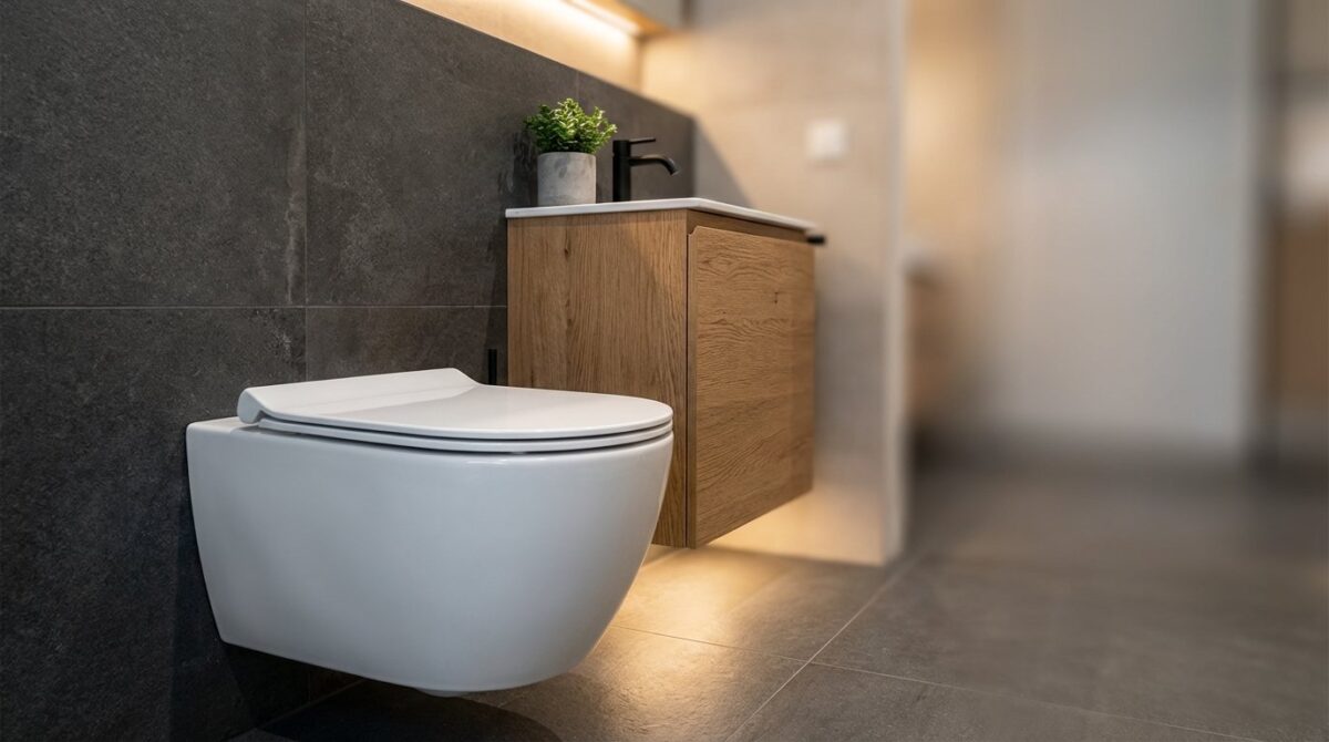 entdecken Sie, wie eine Toilettenrenovierung Ihre Immobilie aufwertet und mit modernen Farbtönen der 70er Jahre neuen Glanz verleiht