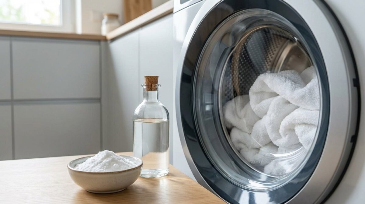 entdecken Sie den einfachen Waschtrick aus der Küche, um raue Handtücher wieder samtweich wie im Luxushotel zu machen
