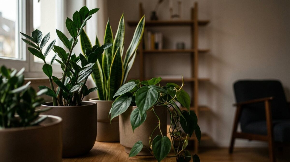 entdecken Sie die besten Zimmerpflanzen für dunkle Räume, die auch ohne viel Sonnenlicht wachsen und Ihre Wohnung begrünen