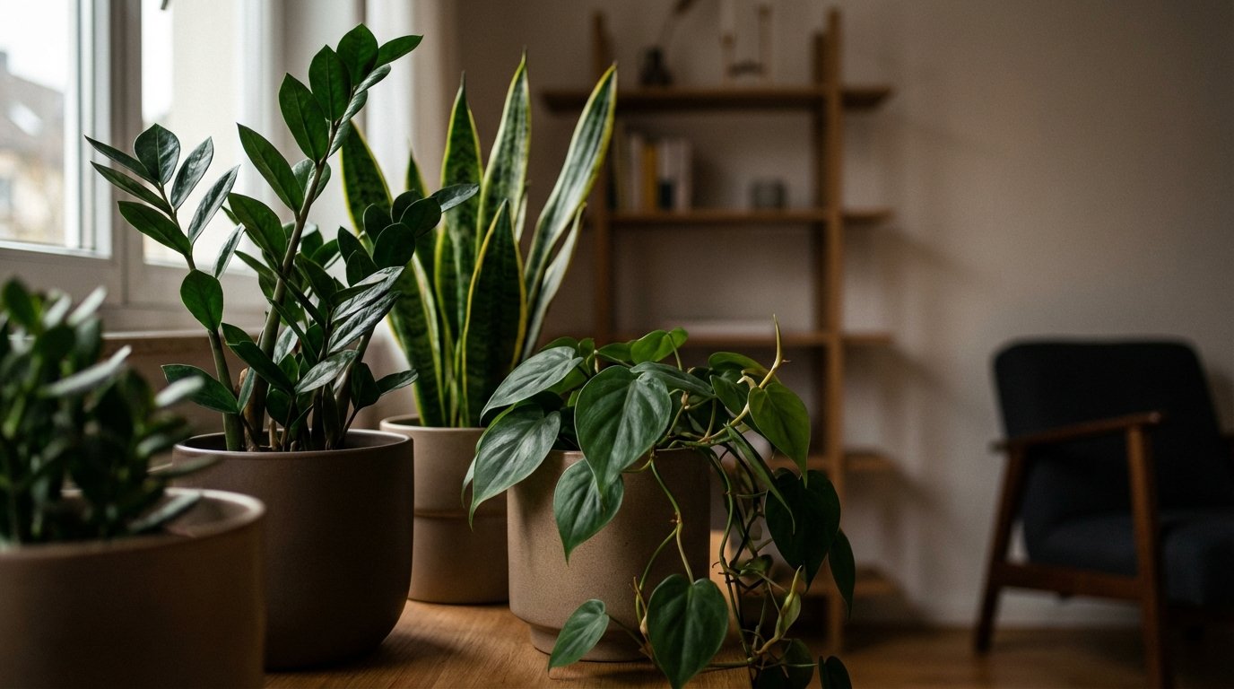 entdecken Sie die besten Zimmerpflanzen für dunkle Räume, die auch ohne viel Sonnenlicht wachsen und Ihre Wohnung begrünen